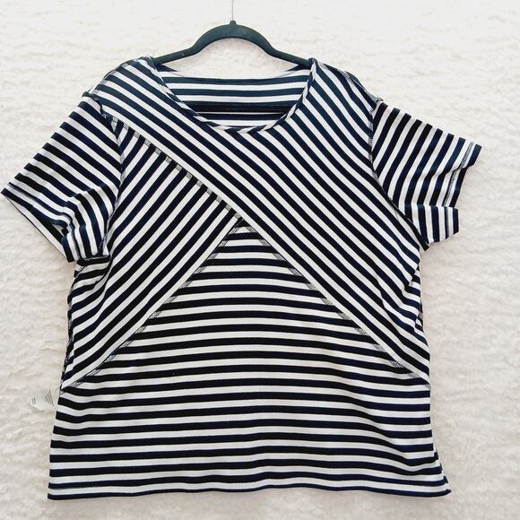 T-Shirt Size XL Navy White Nautical Sailor Core Coastal Grandma Casual Chic Y2K - Picture 12 of 16